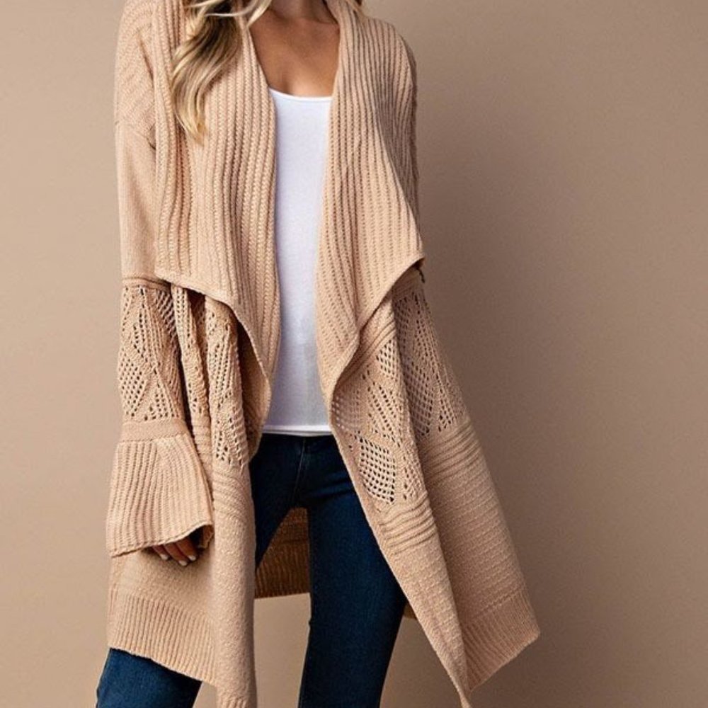 NWT Kori Camel Draped Cardigan